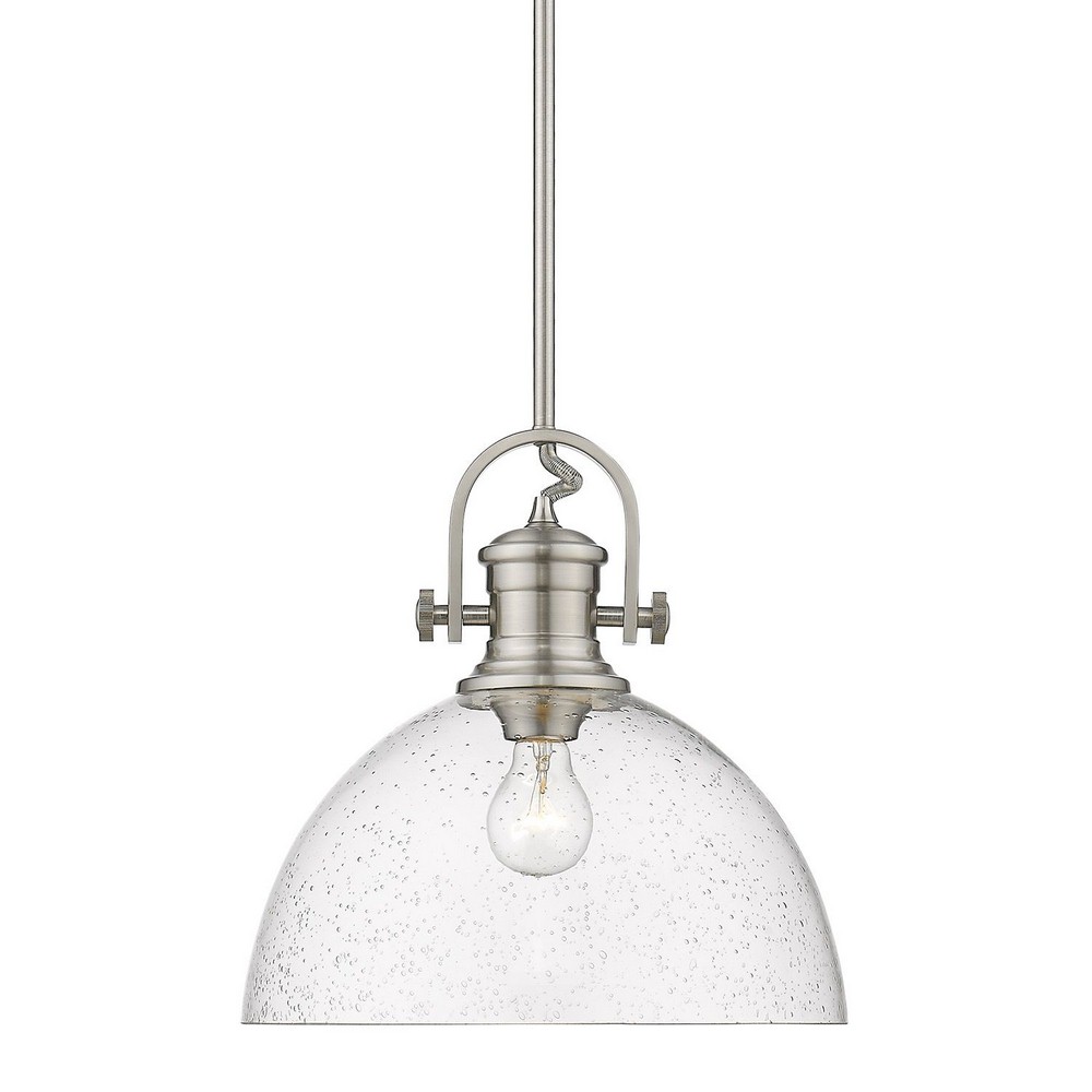 Golden Lighting-3118-L PW-SD-Hines - 1 Light Pendant-13.13 Inches Tall and 13.5 Inches Wide Pewter Seeded Black Finish